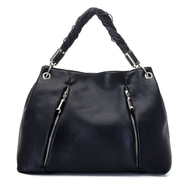 Michael Kors Tonne Hobo Black Leather Silver
