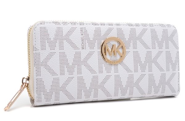 Michael Kors Wallet Continental Monogram Leather White