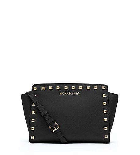 Michael Kors Selma Medium Studded Leather Messenger