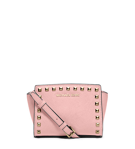 Michael Kors Selma Medium Studded Leather Messenger